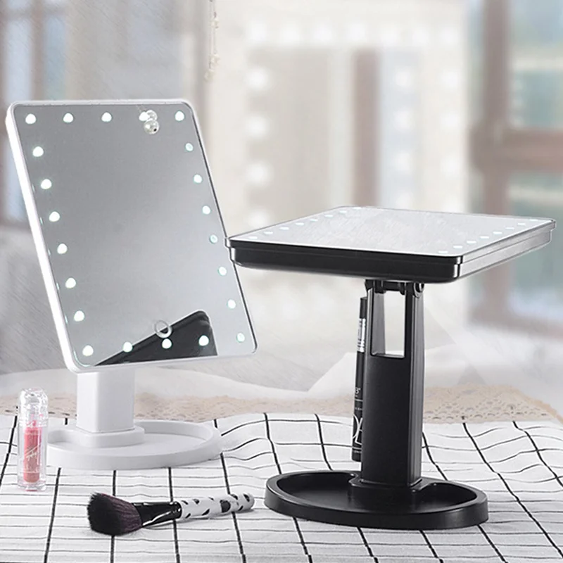 Квадратное зеркало для макияжа принцессы 16LED/22LED с usb-кабелем туалетное зеркало 360 градусов регулируемый вращающийся ночник