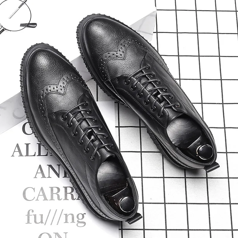 Zapatos Respirant Cuir Taille gray Hommes Sculpté Britannique Richelieu Casual Vintage Bout 38 44 Mode Pointu Chaussures Black brown En ZiXOTPlwku