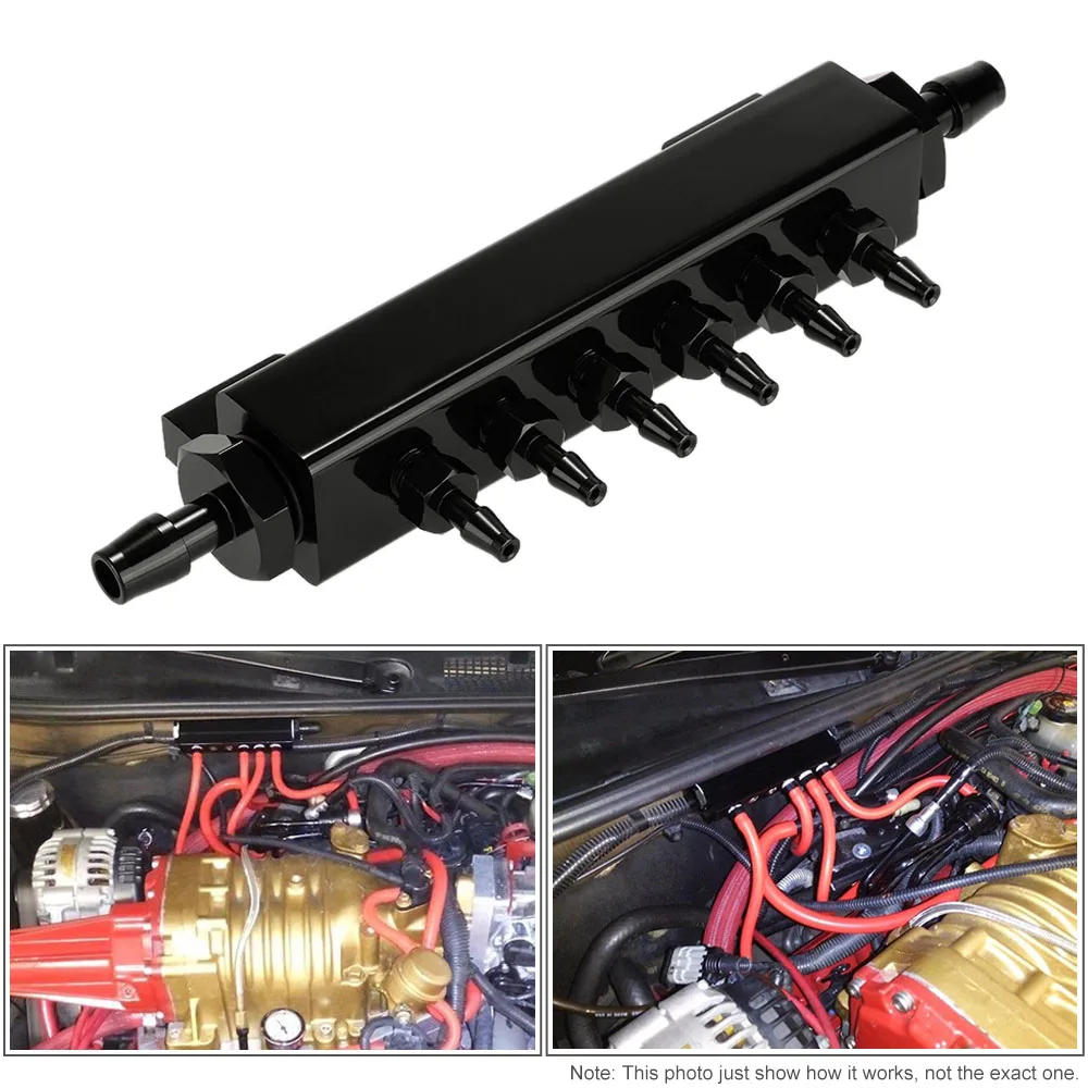 Aluminum Alloy Vacuum Manifold Kits 6 Port 1/8 NPT Turbo Wastegate Boost Block Intake Manifold