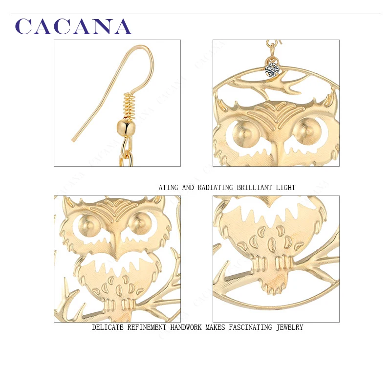 CACANA Earrings Dangle Long Earrings For Women Owl On The Branch Bijouterie Hot Sale No.A443