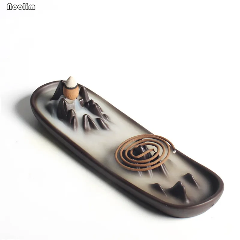 Керамический обратный поток благовоний горелка буддийский кадило для ароматерапии благовония катушки палочка держатель+ 20 шт. благовония конусы домашнего офиса Декор