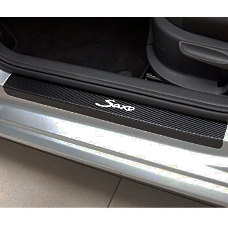 4 шт. автомобильный протектор порога наклейка из углеродного волокна виниловая наклейка для CITROEN SAXO автомобильные аксессуары