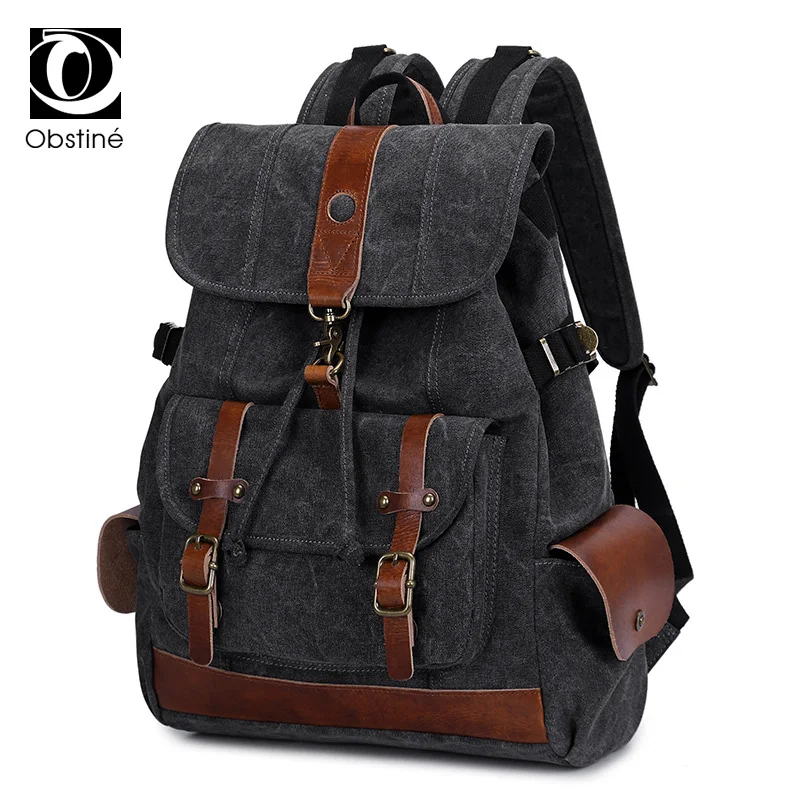 Luxury Canvas Backpack Male for Travel 14 Inch Laptop Backpacks for Men