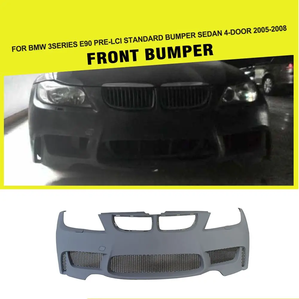 1M Style PU Unpainted Primer Auto Car Body Kit Front Bumper For BMW E90 Sedan 4 Door 2005 2008