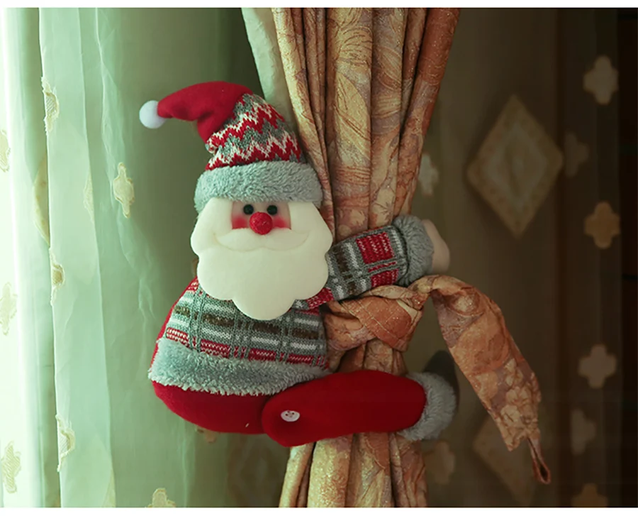 Рождественское украшение для дома занавес Пряжка мультфильм Санта Клаус Снеговик Пряжка для кукольной одежды окно витрина украшения Рождественский подарок SD487