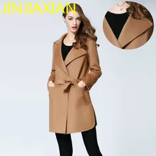 Brand cashmere coat lapel dress wear long sleeved wool woolen coat Female Fashion genuine female coat