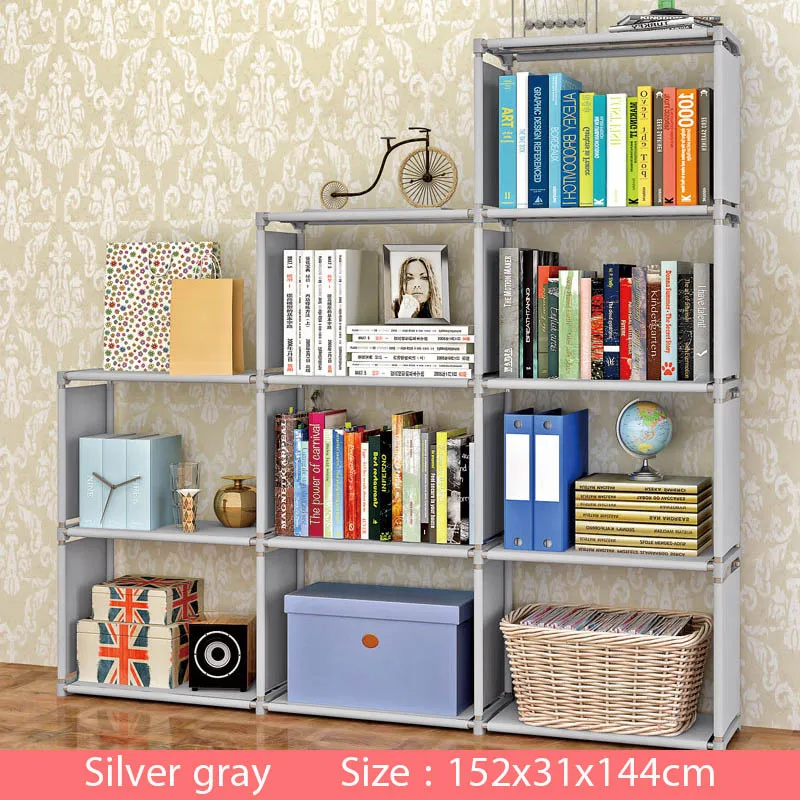 Multi-layer Simple Bookshelf Non-woven fabric organizer storage cabinet Assembly wall shelf bookcase home living room Furniture