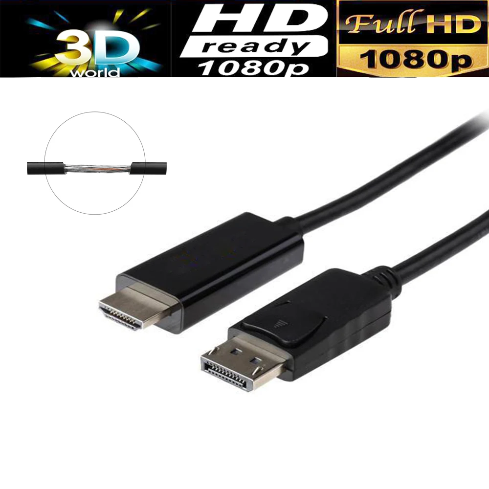 

HDmatters 3M Displayport to HDMI cable cord Displayport male to HDMI for PC laptop to TV monitors 1.8M 5.0M 1.0M