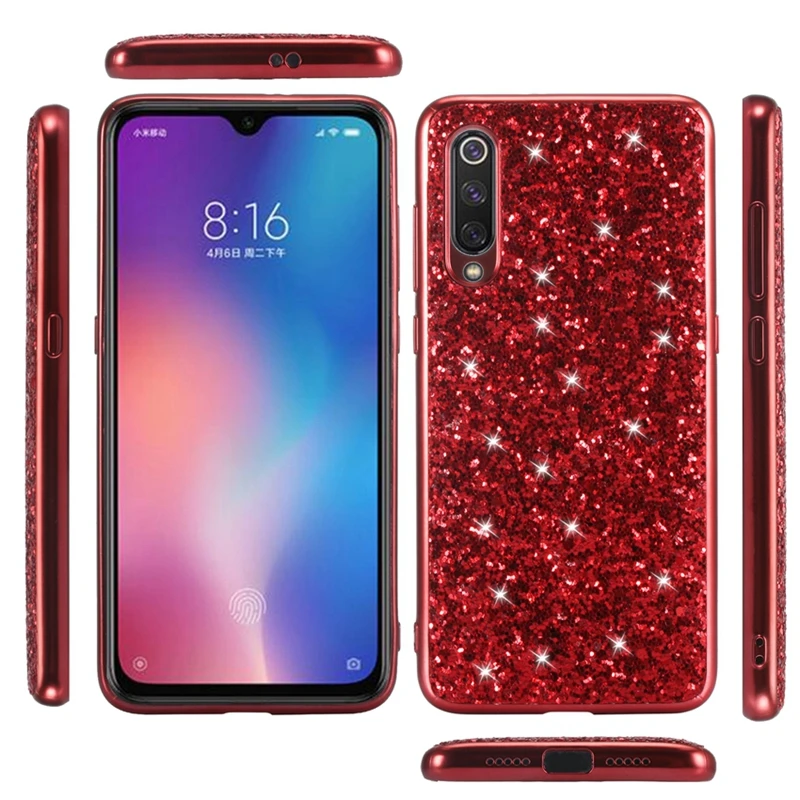 Роскошный глянцевый чехол MI9 с блестками для Xiaomi 9 Модный Блестящий телефона Redmi