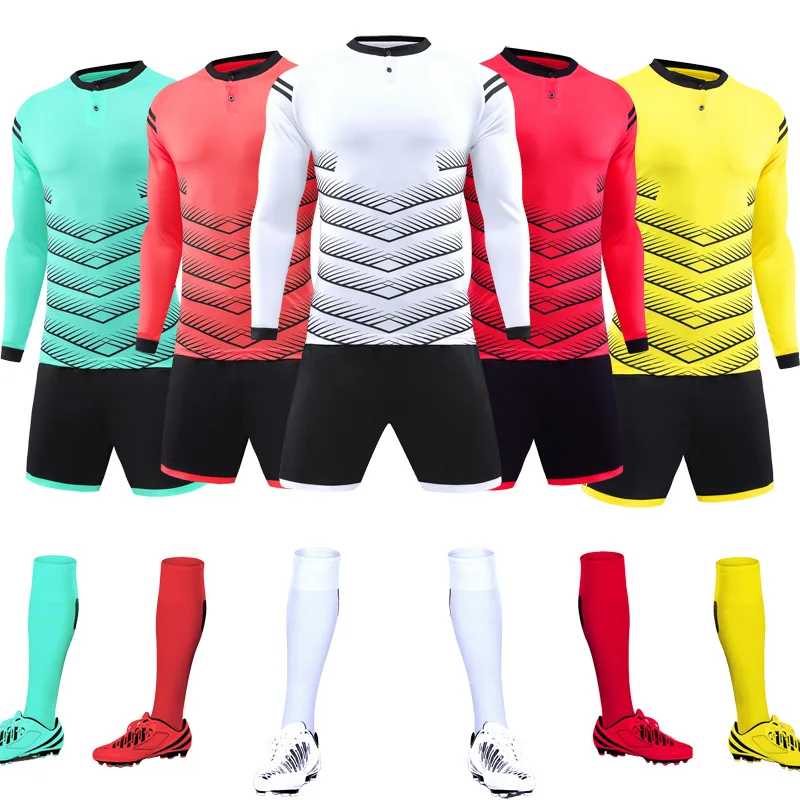 

2017 Men Soccer Jerseys set Men Long Sleeve football uniforms kit blank soccer team training suits breathable uniforms custom