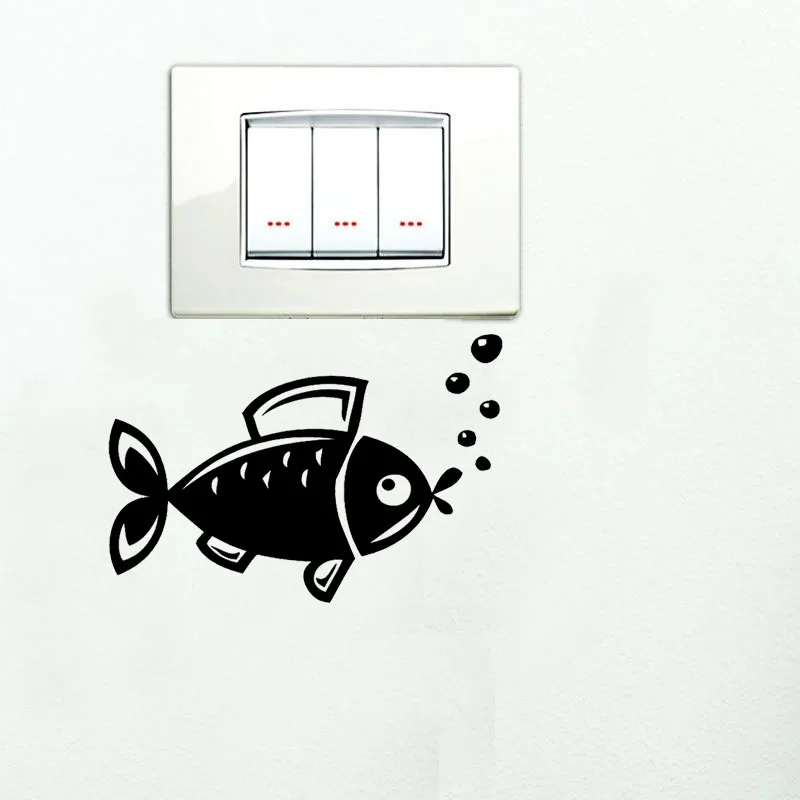 Fish With Bubbles Vinyl Sticker Decal Bedroom Living Room Wall Switch
