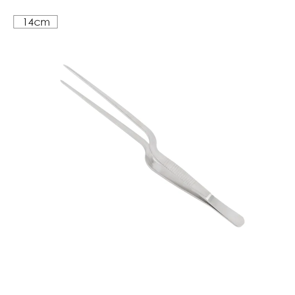 FIXFANS 1Pc Precision Medical Long Curved Tweezers Non-slip Stainless Steel Dental Bend Forceps Picking Tool 14cm 16cm 20cm