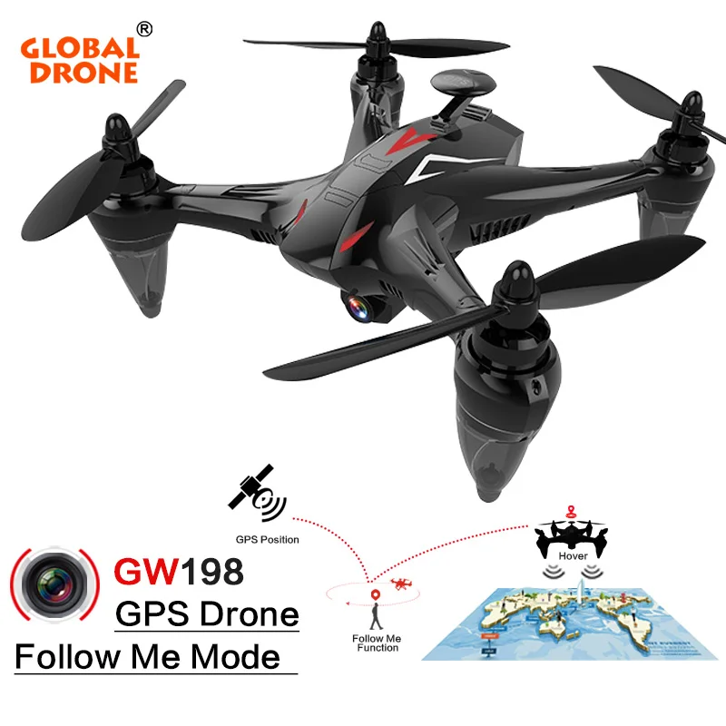 Global Drone Ray GW198 Profissional Follow Me RC Dron 5G Wifi FPV Long Time Fly Quadrocopter GPS Drones with Camera HD 1080P