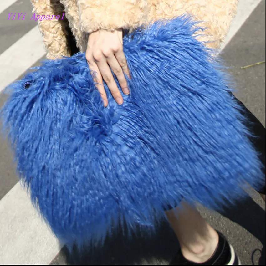 Chic Hairy Shaggy Faux Fur Clutch Bag 2015 Womne's Faux Lamb Sheep fur