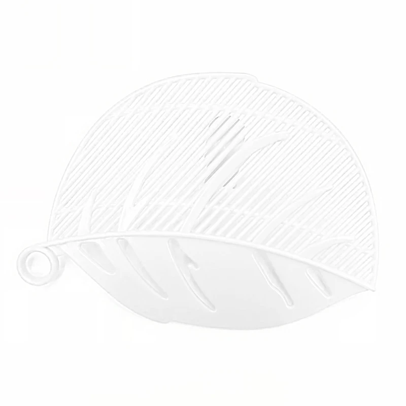 Kitchen Tool Snap-on Leaf Shape Drain Board Retaining Rice Vegetable Noodle Plastic Filter Block Rice Cleaning Strainer Gadgets - Color: White