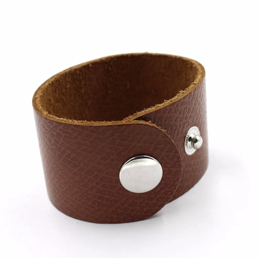 Newest Design Simple Brown Buffalo Leather Snap Button Wrist Strap , 10
