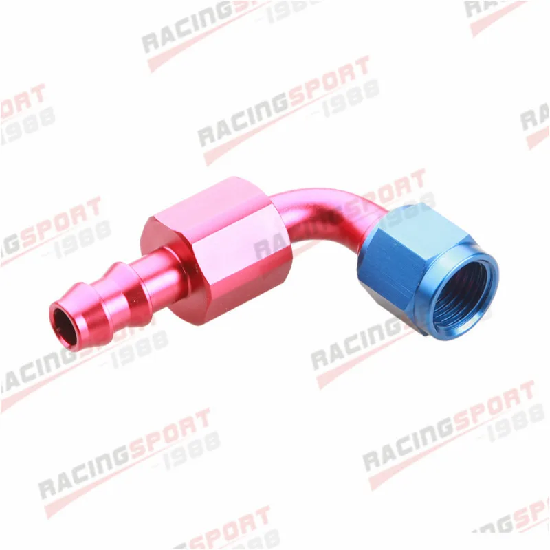 

90 Degree 6AN Swivel Push On Oil Fuel Line Hose End Fitting Adaptor Red/Blue