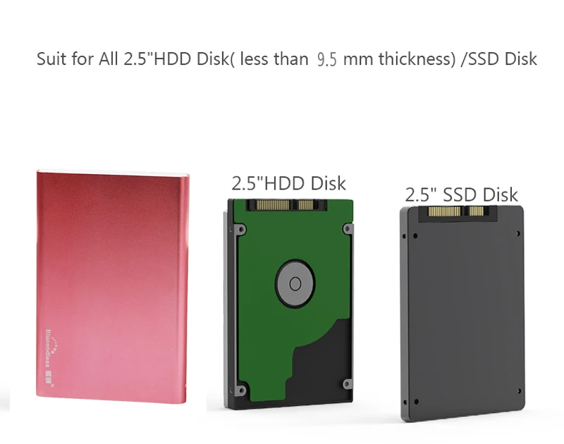 red 2.5'' sata external hdd enclosure case 2.5 inch hard disk box  (1)