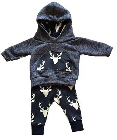 2019new fall autumn Newborn Baby Boy Girls Clothes Cute Tops Hooded + Deer Long Trousers 2pcs Outfit Kids infant Clothing Set