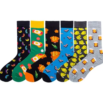 

PEONFLY New Colorful Food Sushi Pizza Hamburger Pattern Men Crew Socks Happy Sock Casual Harajuku Dress Business Fashion Sokken
