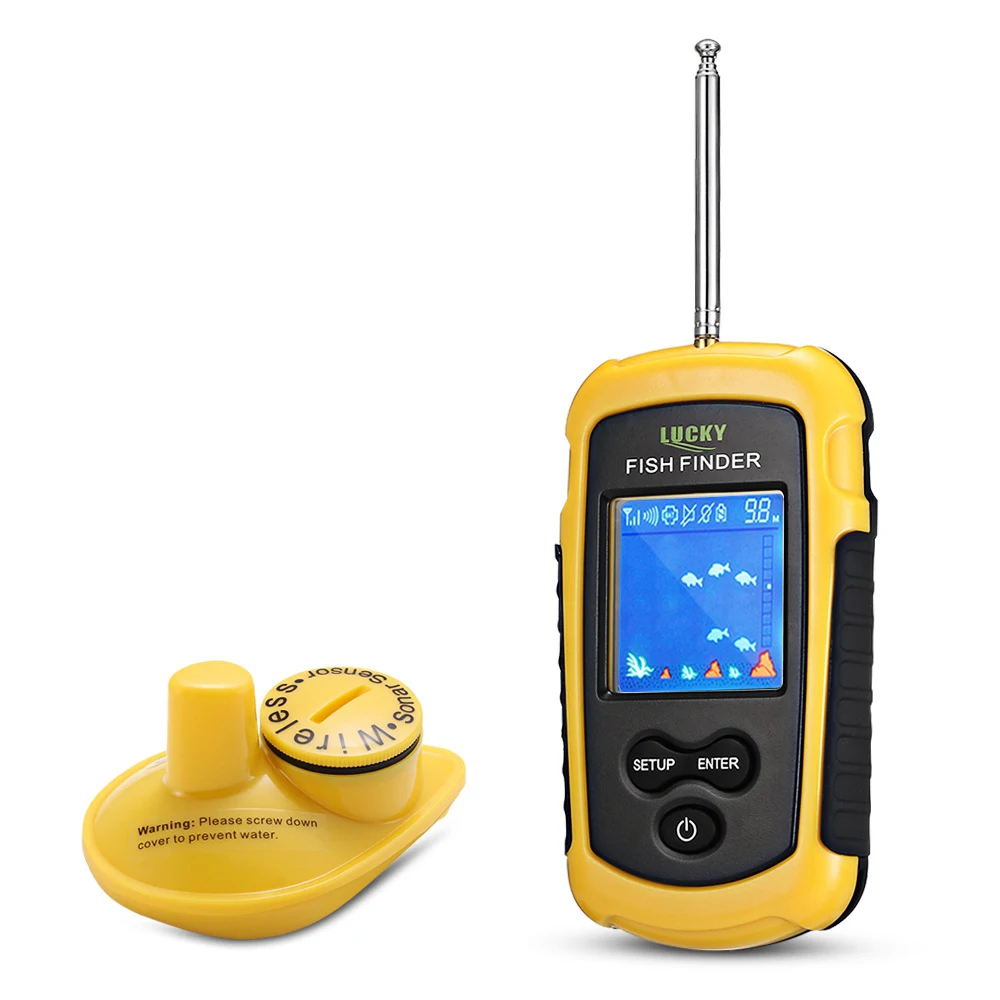 

Echo Sounder Fish Finders Sonar Sensor Deeper 100M Portable LCD Highlight Sounder Wireless Alarm Detector Fishfinder