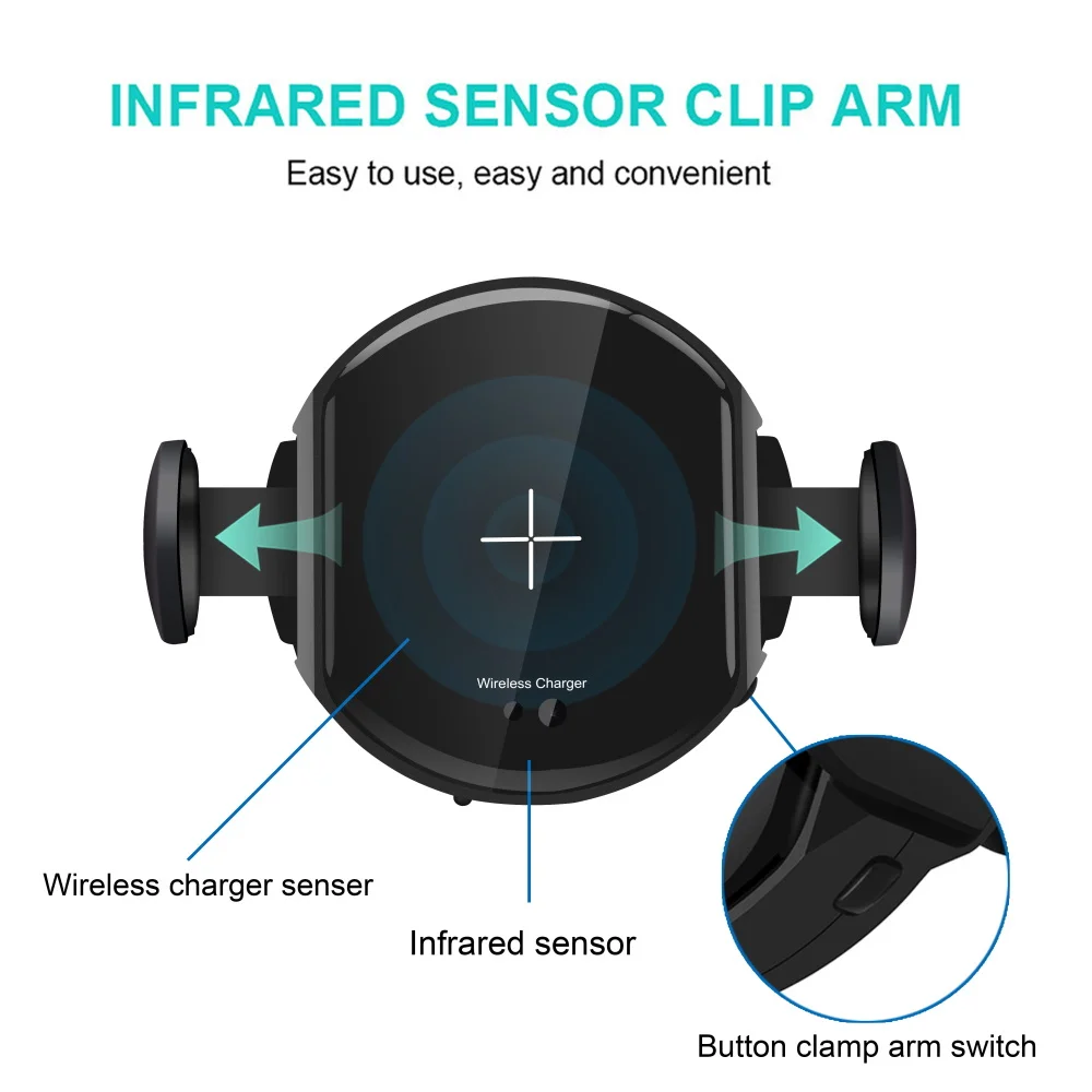 FDGAO 15 Вт Qi Быстрое беспроводное автомобильное зарядное устройство автоматический инфракрасный чувствительный автомобильный держатель телефона для iphone X XS MAX XR 8 Plus samsung S9 S10