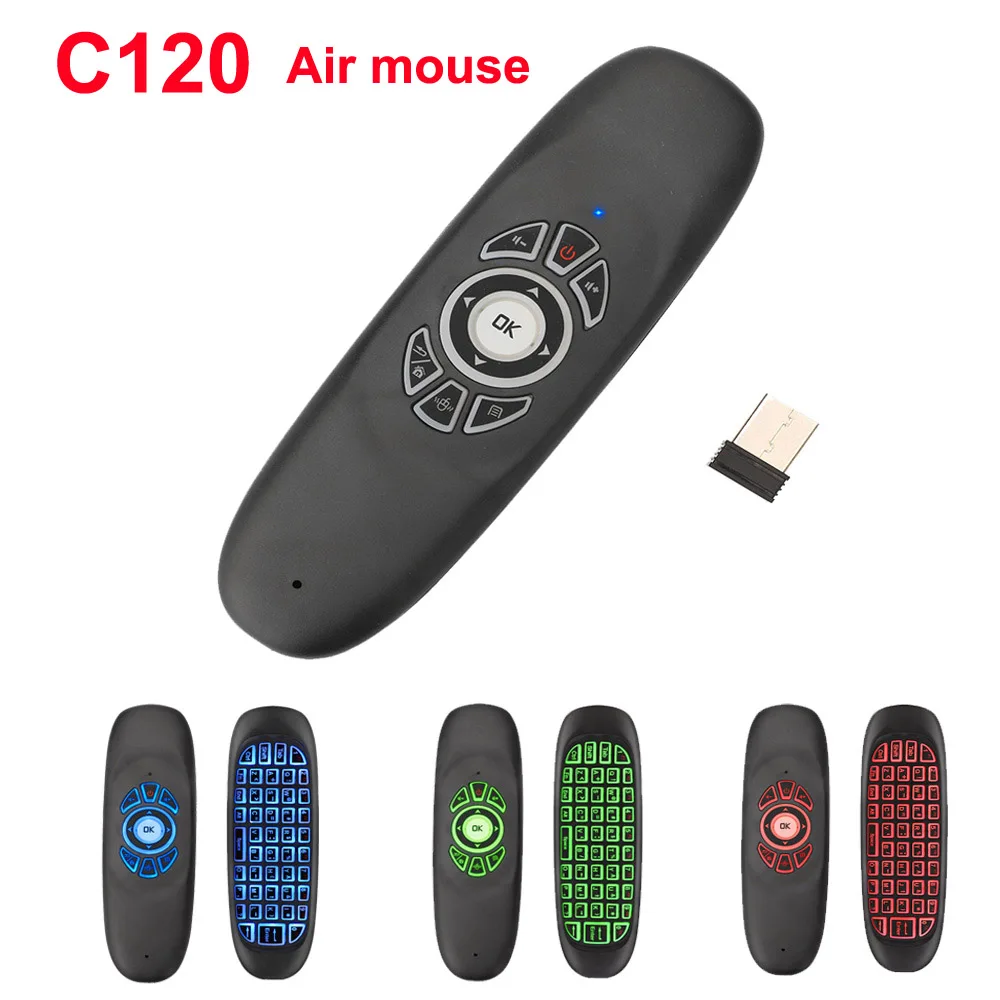 VONTAR C120 air mouse 2 4 Ghz fly 3 цвета с подсветкой английская Русская мини клавиатура для