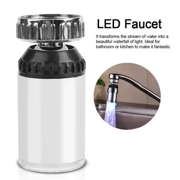 

1 Pcs 360 Degree Rotating LED Faucet 3 Color Change LED Sink Basin Faucet Kitchen Water Tap Temperature Sensor