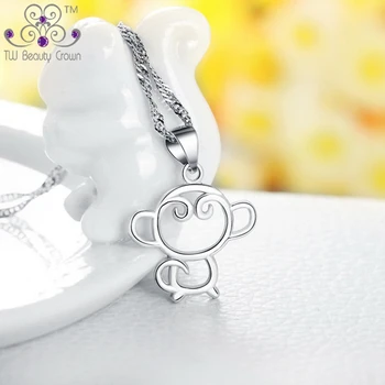 

Authentic 925 Sterling Silver joyeria Cute Monkey King Pendants Necklaces For Young Women Girls Children Jewelry Free Gifts Box