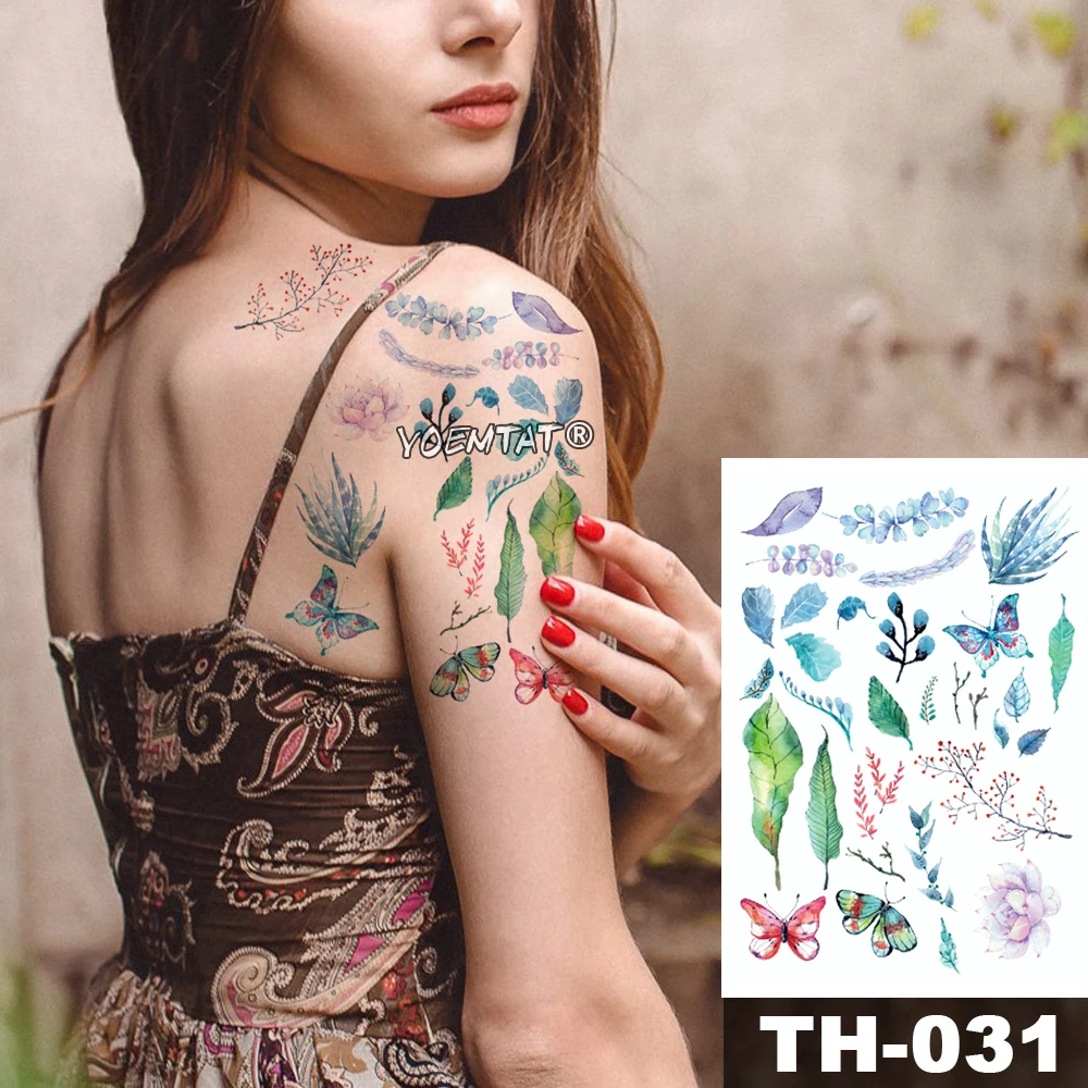 

Waterproof Temporary Tattoo Sticker Small watercolor Succulents pattern Water Transfer plant body art flash fake tatoo