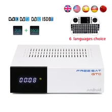 Freesat GTC dvb-t2&dvb s2/C ISDBT satellite receiver Android 6.0 Amlogic S905D 2gb ram 16gb rom Wifi 2.4G H.265 4k smart tv box