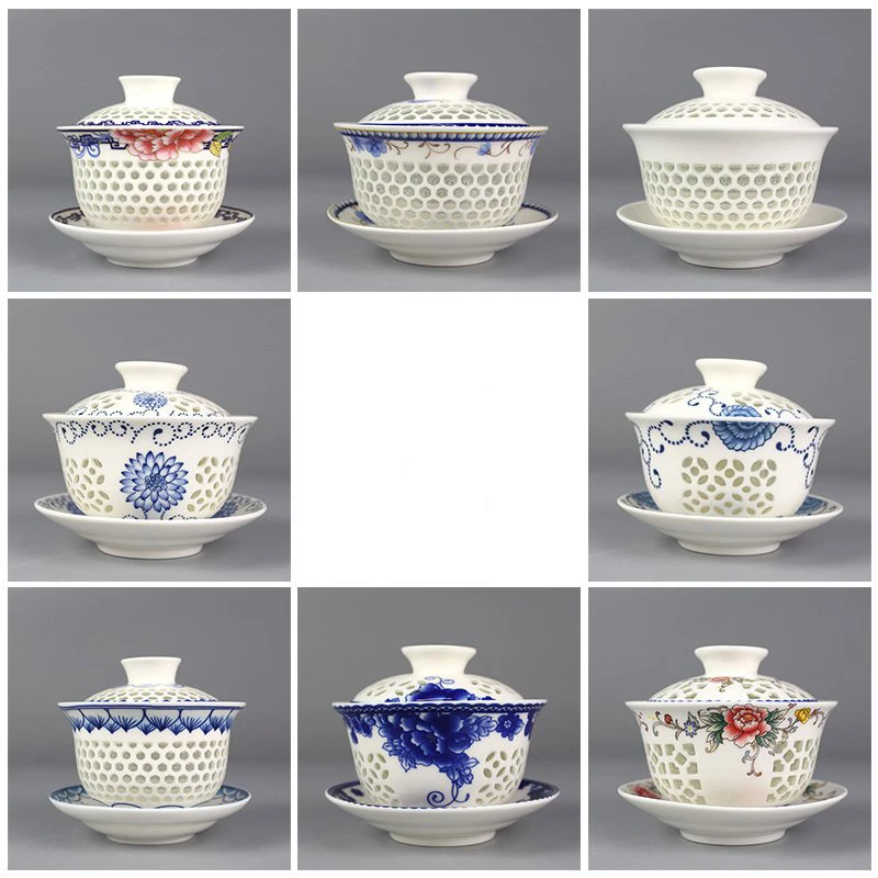 

160 ml Exquisite Gaiwan Tea Set,White Bone China,Kung fu tea set,Travel Ceramic Tea Cup,One Chinese Porcelain drinkware Gift