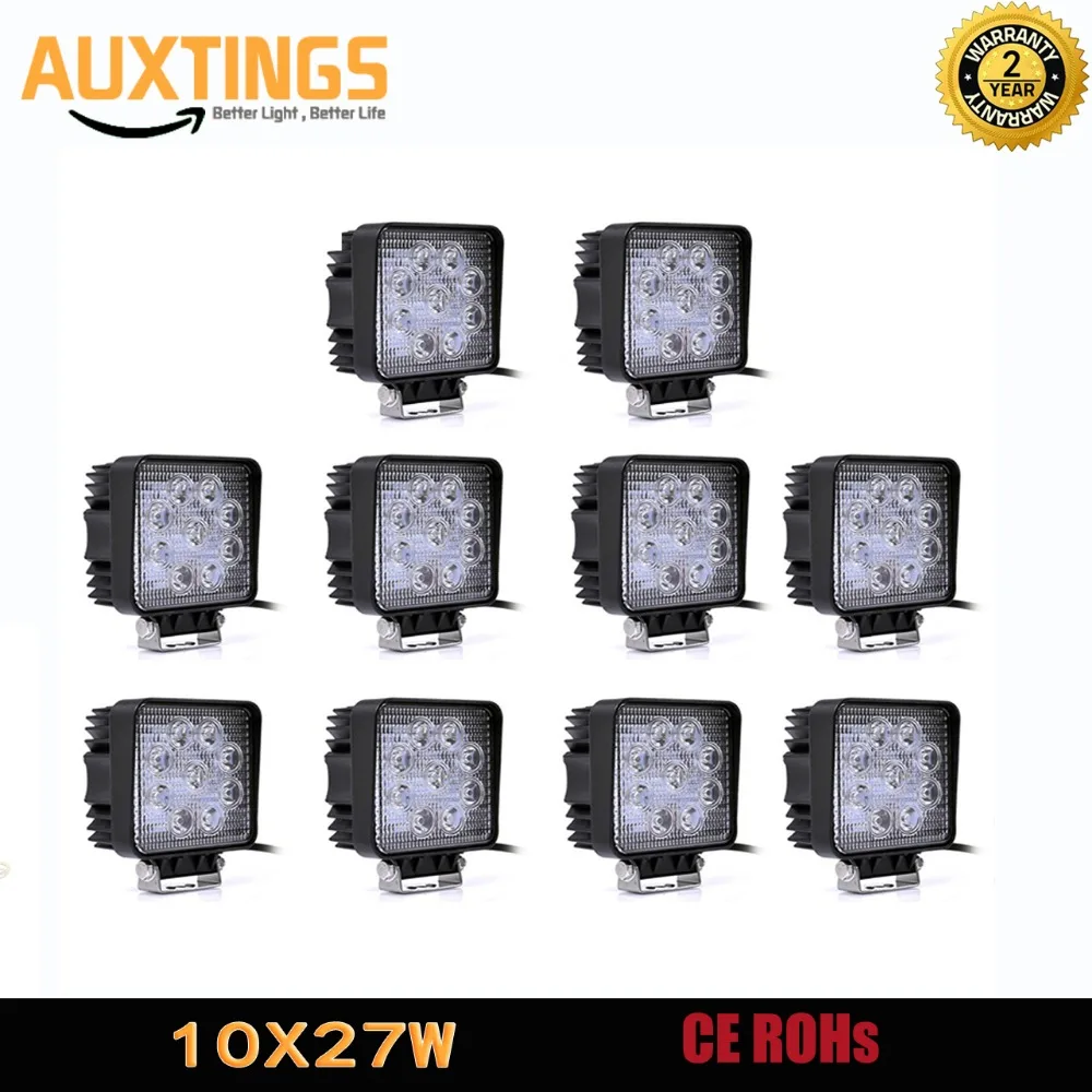 

10PCS FREE shipping 27w square led work light SPOT FLOOD BEAM led work lamp 4x4 fog truck led driving lights 10-30v