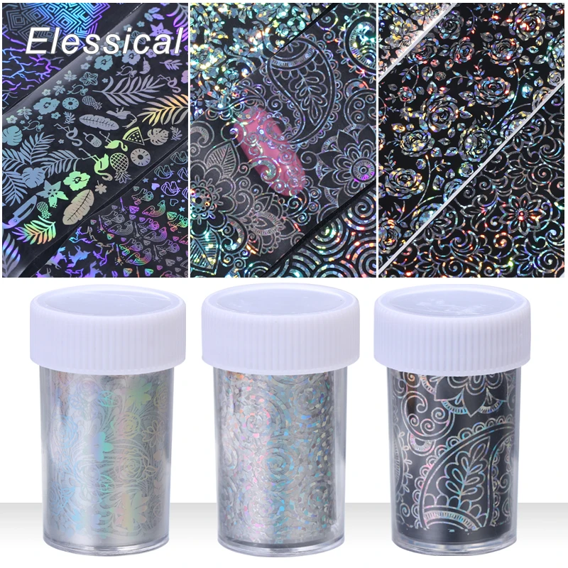 

Elessical 8pcs/set 20cm*4cm Laser Transfer Nail Foil Unicorn Snowflake Nail Sticker Holographic Flower Decals Nail Art Decortion