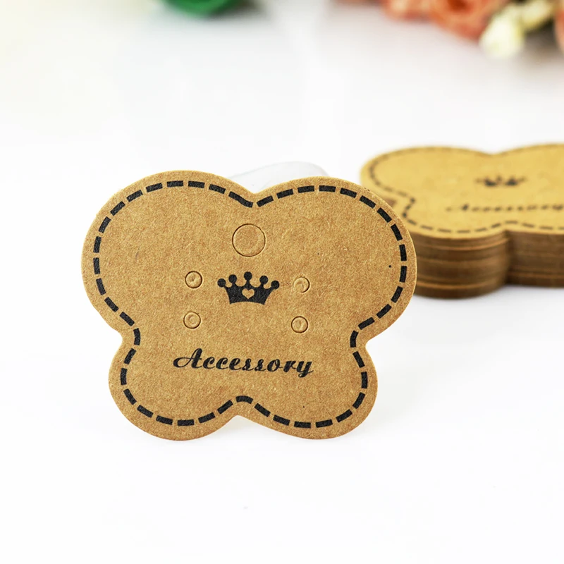 Wholesale 200Pcs/lot 5x4cm Brown Kraft Jewelry Card Ear Studs Display