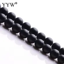 YYW Pedra Natural Beads 4/6/8/10/12mm Rodada Fosco Atacado Preto Polonês Maçante cornalina Onyx Black Stone Bead para fazer jóias