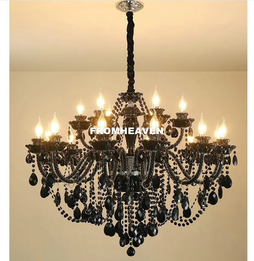 Современная черная хрустальная люстра K9, хрустальные люстры E14 ...