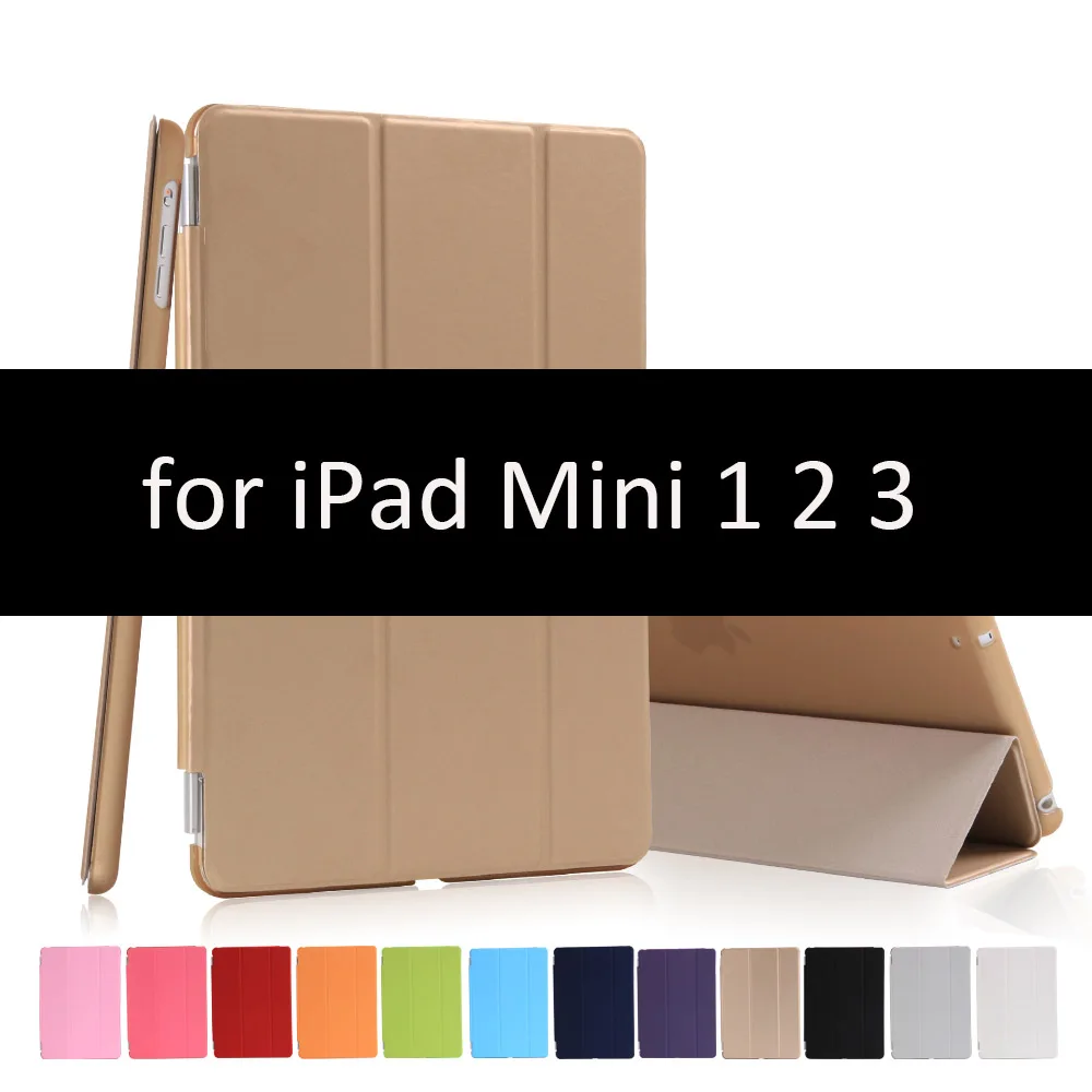 Чехол для for IPad Mini 1/2/3, golp 2 в 1 идеально подходит Магнитный искусственная кожа Smart Cover ПК прозрачный чехол для for IPad Mini 1/ 2/3 - Цвет: Gold-123