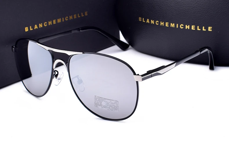 Blanche Мишель бренд classic Pilot Sunglasses Для мужчин поляризационные UV400 Для мужчин с солнцезащитные очки мужской вождения Óculos gafas-де-сол hombre