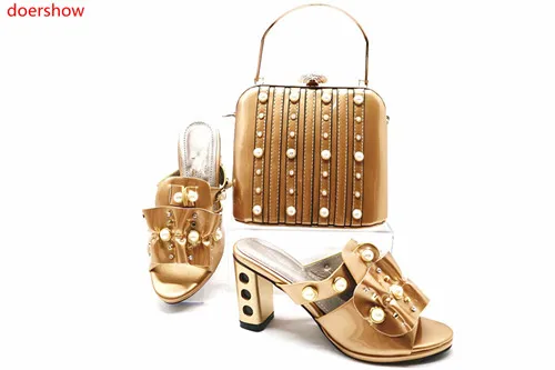 

doershow nice lookingShoes and Bag To Matching African Shoes and Bag Set For Party Nigerian Women Fashion Shoes and Bags HBR1-6