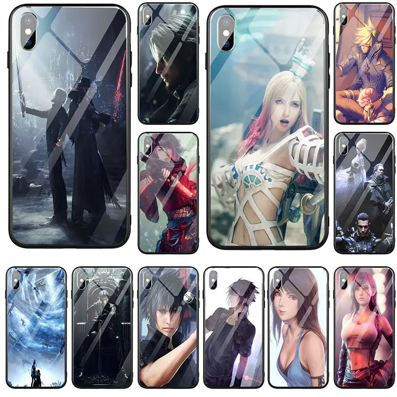 

Tempered Glass Mobile Phone Cases for iPhone 5 5S SE 6 6S 7 8 Plus X XR XS Max Cover Coque Bags Shell Fashion Final Fantasy XIV