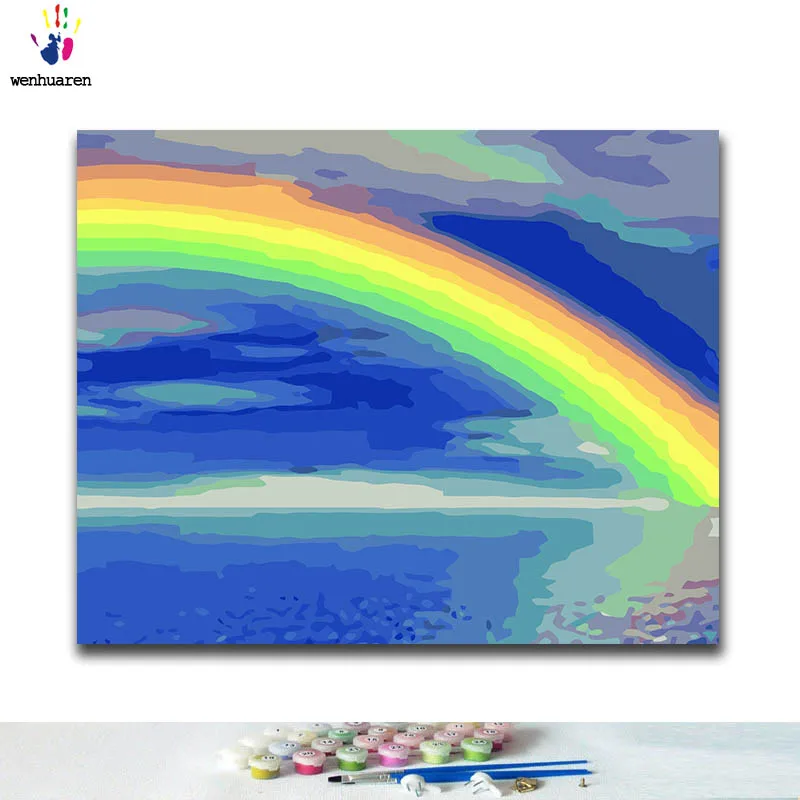 

DIY Coloring paint by numbers rainbow paintings by numbers with kits 40x50 framed