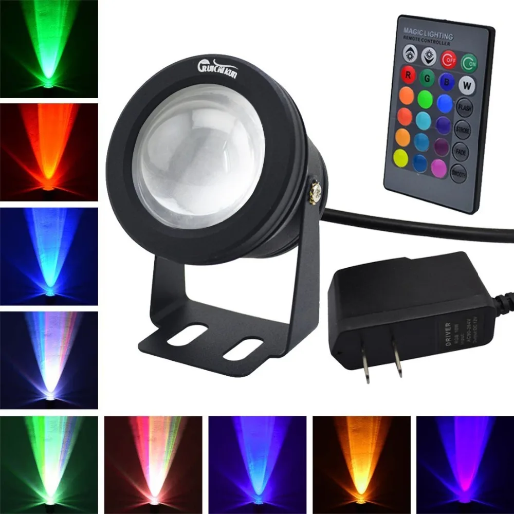 

IP67 Waterproof LED Underwater Light 10W RGB Light DC 12V Aquarium Swimming Pool Spotlight + DC12VPower kit 5pcs/lot
