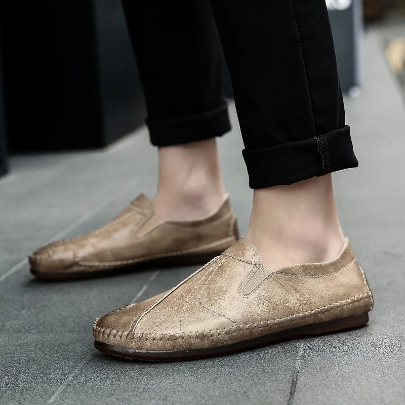 

2018 new Slip on Casual Men Loafers Spring and Autumn Mens Moccasins Shoes Leather Men's Flats Shoes 5