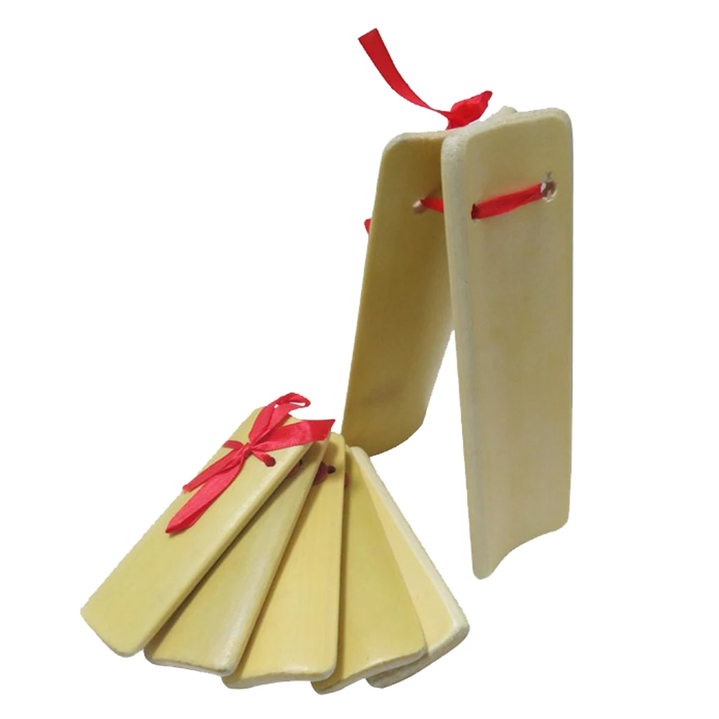 Tooyful Exquisite 2Pcs Bamboo Hand Clappers Finger Castanet Clicker Large+Small Kids Preschool Percussion Toys
