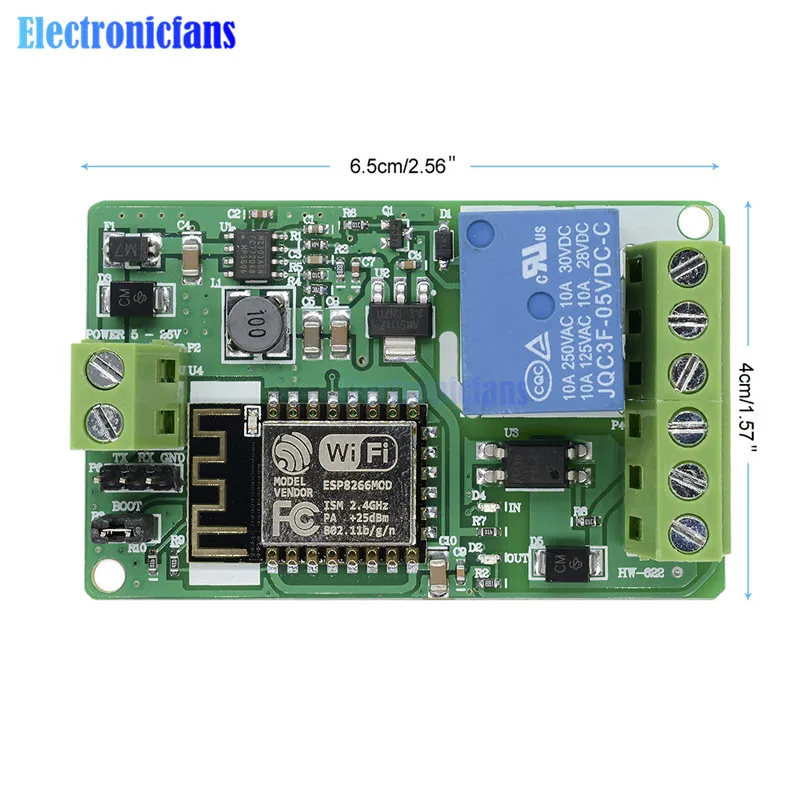 Зеленый ESP8266 триггерный релейный модуль 10A 220V Сетевой реле WI-FI модуль Вход DC 7V~ 30 в 4 слоя доска телевизоры Вход автоматическая защита