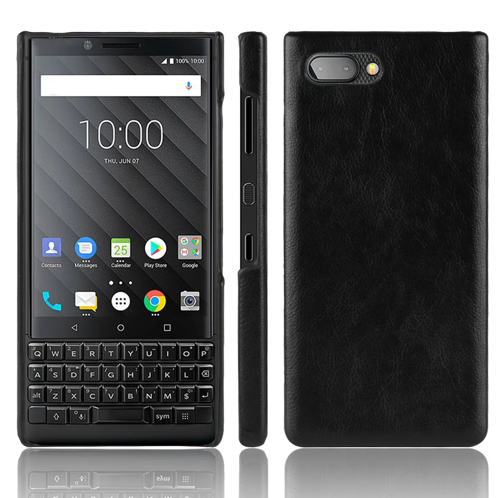 

KeyTwo Luxury Retro Business Litchi Skin Leather Case for BlackBerry Key Two Cover Key 2 Leather Hard Shell Phone Cases Fundas