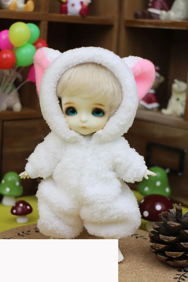 Милый Белый Лисий пижамы костюм животного для BJD 1/8 Кукла Одежда AL1