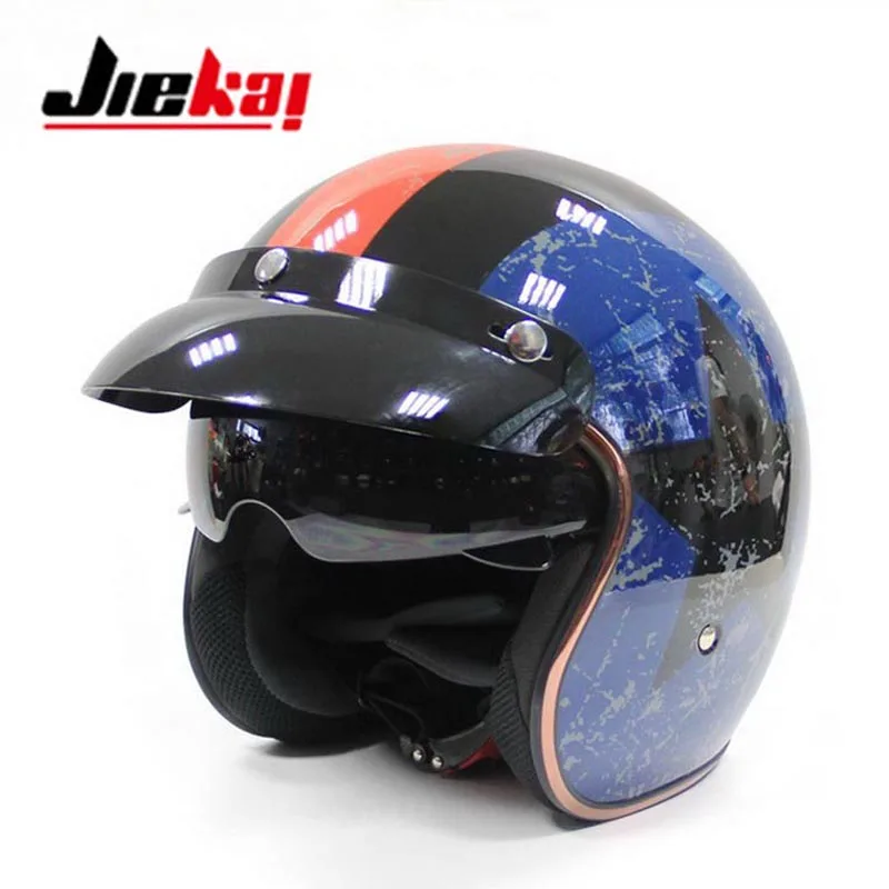 Винтажный мотоциклетный шлем DOT JIEKAI JK510 3/4 мотоциклетные шлемы с открытым лицом