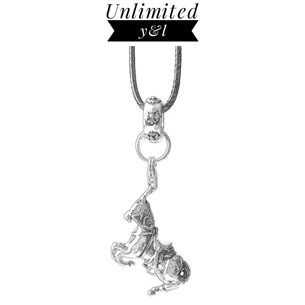 Animal War Horse Pendant Necklaces for Women and Men Silver Fashion Good Jewelry Gifts Leather Rope Necklace Brand New | Украшения и